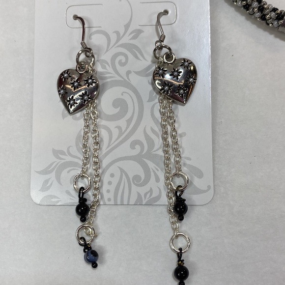 NEW!  BLACK, GRAY, & SILVER Heart Jewelry Set by Jewelry From the Heart - Picture 7 of 9